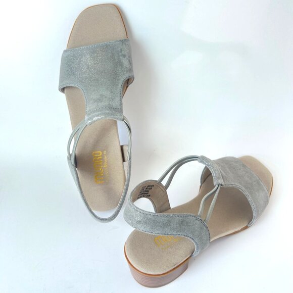 Munro Women Gunmetal Metallic Sandals Leather Slingback Block Heels Size 8.5 - Picture 1 of 13